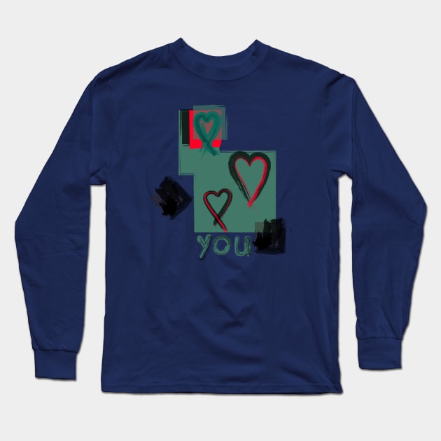 "Heart On You" Print - Blue Combo Long Sleeve T-Shirt by Nicky Brendon